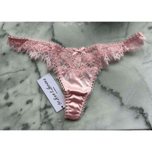 For Love and Lemons Faye Thong in Light Pink Scallop Edge Womens Size XS